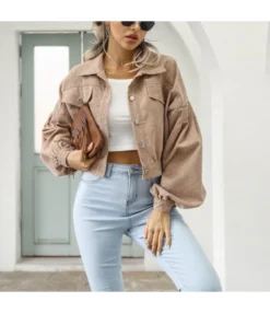 Casual Lapel Corduroy Short Jacket Lantern Sleeve Solid Color Single Breasted Women Wholesale Coats SOUN560380 -Women Clothing Sales Store 71ffcbf0 bedc 4929 94a8 7ebcfec41628 310acbbb5cc94911b2a1c4f585f12c9b