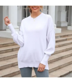 Loose Casual Solid Color Round Neck Knit Pullover Sweater Wholesale Women'S Top N4623070300169 -Women Clothing Sales Store 73b53f87e4194cea8a6bb0380114e89d 4