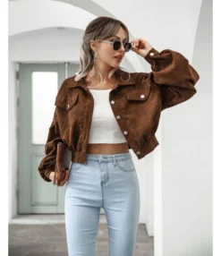 Casual Lapel Corduroy Short Jacket Lantern Sleeve Solid Color Single Breasted Women Wholesale Coats SOUN560380 -Women Clothing Sales Store 76cd0960 0759 4bce a7c0 3c8b540c6c20 2591d60b87503ea263c582983d58a11a