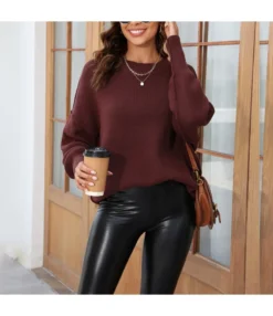 Loose Casual Solid Color Round Neck Knit Pullover Sweater Wholesale Women'S Top N4623070300169 -Women Clothing Sales Store 7a887272fcb542d6b811b0380115332e 4