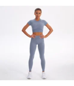 Seamless Sports Yoga Workout Wholesale Activewear Short-Sleeved Trousers Suits SO230152