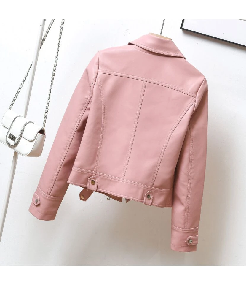 Motorcycle Short PU Wholesale Jackets Women'S Fit Top Lapel Leather Jacket SOU202640 3 Motorcycle Short PU Wholesale Jackets Women'S Fit Top Lapel Leather Jacket SOU202640 - Image 3