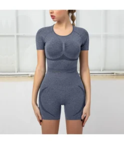 Women T Shirts & Shorts Workout Seamless Yoga Suits Wholesale Activewear Sets SON534396