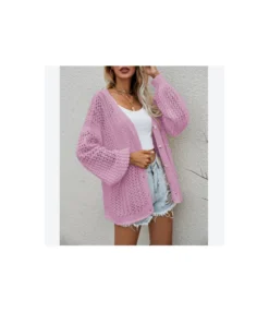 Knitted Solid Color Wholesale Cardigans Casual Womens Tops SSW081843