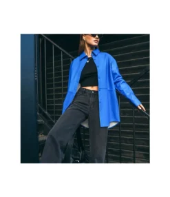 PU Street Fashion Matte Long Sleeve Irregular Shirt Wholesale Women Tops SOUV463822