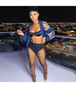 Wholesale Women Clothing Torn Strapless Denim Jacket SW190196