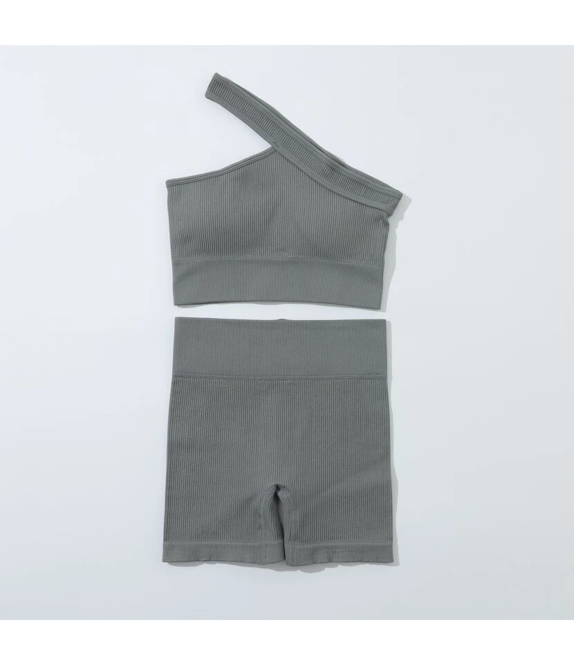 Fashion Womens 2pcs Yoga Seamless Athletic Suits Slanted Shoulder Sport Bra & Shorts Activewear Wholesale Workout Clothes SON534196 6 Fashion Womens 2pcs Yoga Seamless Athletic Suits Slanted Shoulder Sport Bra & Shorts Activewear Wholesale Workout Clothes SON534196 - Image 6