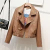 Motorcycle PU Leather Lapel Loose Short Wholesale Coats And Jackets SOU202643