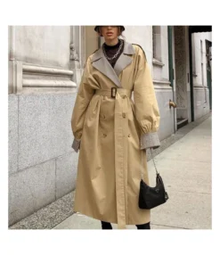 Plaid Splicing Commuting Design Sense Niche Long Windbreaker Wholesale Women Tops SOUV463845