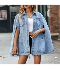 Fashion Design Loose Versatile Button Down Lapel Denim Jacket Wholesale Women Tops SOUV464486