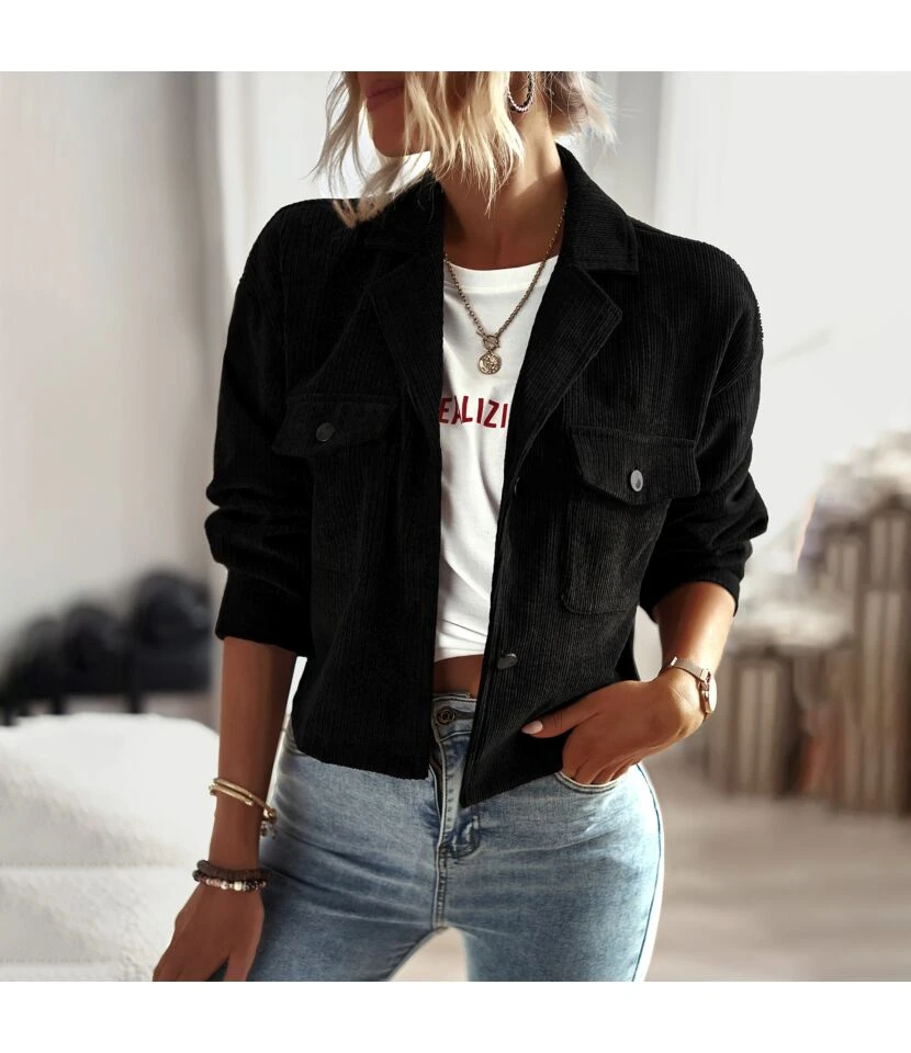 Fashion Corduroy Lapel Single-Breasted Long Sleeve Slim Solid Color Wholesale Coats SOUN562279 9 Fashion Corduroy Lapel Single-Breasted Long Sleeve Slim Solid Color Wholesale Coats SOUN562279 - Image 9