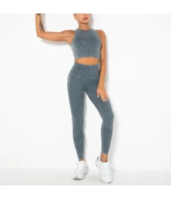 Women Knit Athletic Vests & Leggings Fitness Suits Activewears Wholesale Workout Clothes SON534392