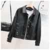 Lapel Single-Breasted PU Wholesale Jackets & Coats Short Motorcycle Leather Jackets SOU202642