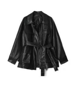 Fashion Tie-Up Motorcycle Long Retro Oversize PU Leather Jacket Wholesale Coats And Jackets SOUN536518