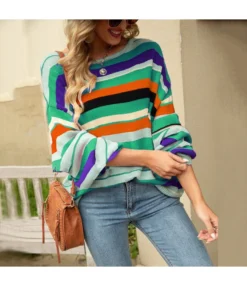 Casual Striped Pullover Crew Neck Loose Knit Sweater Wholesale Women Tops SSWV463760 -Women Clothing Sales Store 9bc6cd8f 9a01 475b abef 101f3d577070 b01838d1ba97cc8cc8d2cea2abaafa41