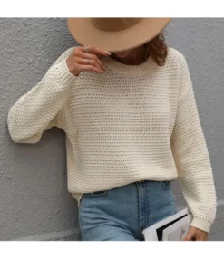 Fashion Casual Round Neck Loose Long Sleeve Solid Color Women Wholesale Sweaters SSWN561509