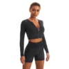 Seamless Sports Yoga Wholesale Activewear Fitness Long-Sleeved Shorts Women Suits SO230153