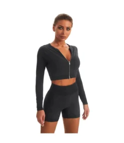 Seamless Sports Yoga Wholesale Activewear Fitness Long-Sleeved Shorts Women Suits SO230153