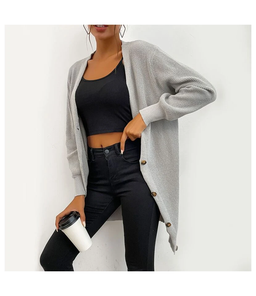 Buttoned Fashion Solid Long Sleeve Versatile Simple Sweater Long Cardigan Wholesale Women'S Top SSWV463550 4 Buttoned Fashion Solid Long Sleeve Versatile Simple Sweater Long Cardigan Wholesale Women'S Top SSWV463550 - Image 4