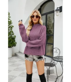 Fashion Solid Color Button Cord Knit Pullover Turtleneck Sweater Wholesale Womens Tops V5923053100015 -Women Clothing Sales Store O1CN011dclni29NF4jHmJE8 4040548055 0 cib 4