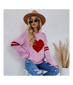 Loose Round Neck Heart Print Long Sleeve Knit Sweater Wholesale Womens Tops N5923053100004 -Women Clothing Sales Store O1CN014eVk0e29NF1Eyb2w1 4040548055 0 cib