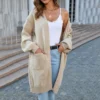 Simple Knitted Solid Color Pocket Mid-Length Sweater Cardigan Wholesale Women'S Top N4623070300161
