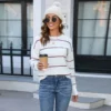 Stylish Striped Pullover Crew Neck Versatile Sweater Wholesale Womens Tops N5923070300175