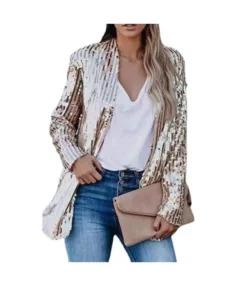 Casual Cardigan Lapel Long Sleeve Sequin Blazer Wholesale Womens Clothing N5923081800034