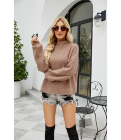 Fashion Solid Color Button Cord Knit Pullover Turtleneck Sweater Wholesale Womens Tops V5923053100015 -Women Clothing Sales Store O1CN01CgklCF29NF4nnrJCU 4040548055 0 cib 4