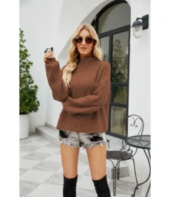 Fashion Solid Color Button Cord Knit Pullover Turtleneck Sweater Wholesale Womens Tops V5923053100015 -Women Clothing Sales Store O1CN01LgSB4w29NF4jHjUY2 4040548055 0 cib 4