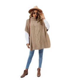 Fashion Solid Color High Neck Knit Twist Sweater Wholesale Womens Tops V5923053100010