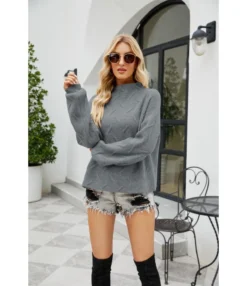 Fashion Solid Color Button Cord Knit Pullover Turtleneck Sweater Wholesale Womens Tops V5923053100015 -Women Clothing Sales Store O1CN01Rz7piu29NF4sj49p9 4040548055 0 cib 4
