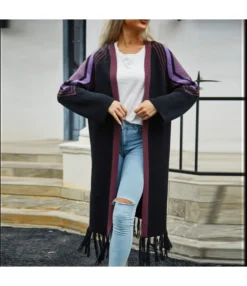Tassel Contrast Sweater Knit Fashion Cardigan Wholesale Women'S Top N4623070300167