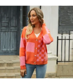Casual Checkerboard Patchwork Knit Cardigan Jacket Wholesale Womens Clothing N5923070300145 -Women Clothing Sales Store O1CN01ZFApMr1trRQ6wi087 2747575955 0 cib