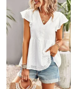 Slim Fit Solid Color Hollow Air Commuter V-Neck Top Wholesale Women'S Tops N4623041200015 -Women Clothing Sales Store O1CN01cvTFmh1ND4lWN3Kug 2425141535 0 cib