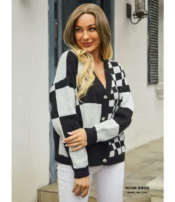 Casual Checkerboard Patchwork Knit Cardigan Jacket Wholesale Womens Clothing N5923070300145 -Women Clothing Sales Store O1CN01ex05Bo1trRQ6FjWt3 2747575955 0 cib 4