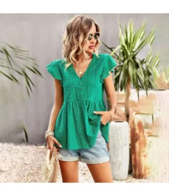 Slim Fit Solid Color Hollow Air Commuter V-Neck Top Wholesale Women'S Tops N4623041200015 -Women Clothing Sales Store O1CN01fNuzVI1ND4lWMtfQB 2425141535 0 cib 4