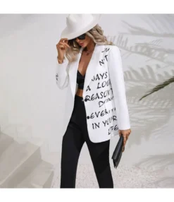 Letter Print Long Sleeve Lapel Suit Coat Button Blazer Wholesale Womens Tops N5323030300070 -Women Clothing Sales Store O1CN01igmvs81IrltEZpSeE 1007700947 0 cib