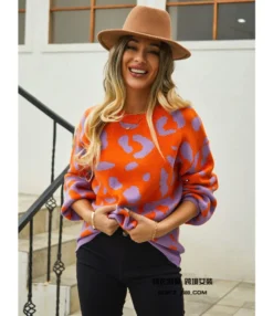 Leopard Print Patchwork Fashion Crew Neck Sweater Wholesale Womens Tops N5923070300149 -Women Clothing Sales Store O1CN01l77nXa1trRQAiuwMW 2747575955 0 cib 4
