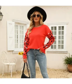 Loose Round Neck Leopard Print Long Sleeve Knit Sweater Wholesale Womens Tops N5923053100011 -Women Clothing Sales Store O1CN01m1vYcY29NF66UOv6u 4040548055 0 cib