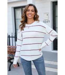 Stylish Striped Pullover Crew Neck Versatile Sweater Wholesale Womens Tops N5923070300175 -Women Clothing Sales Store O1CN01rIpR421trRQMN6aSt 2747575955 0 cib 4