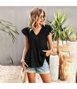 Slim Fit Solid Color Hollow Air Commuter V-Neck Top Wholesale Women'S Tops N4623041200015 -Women Clothing Sales Store O1CN01rthJLo1ND4lOJQQan 2425141535 0 cib 4