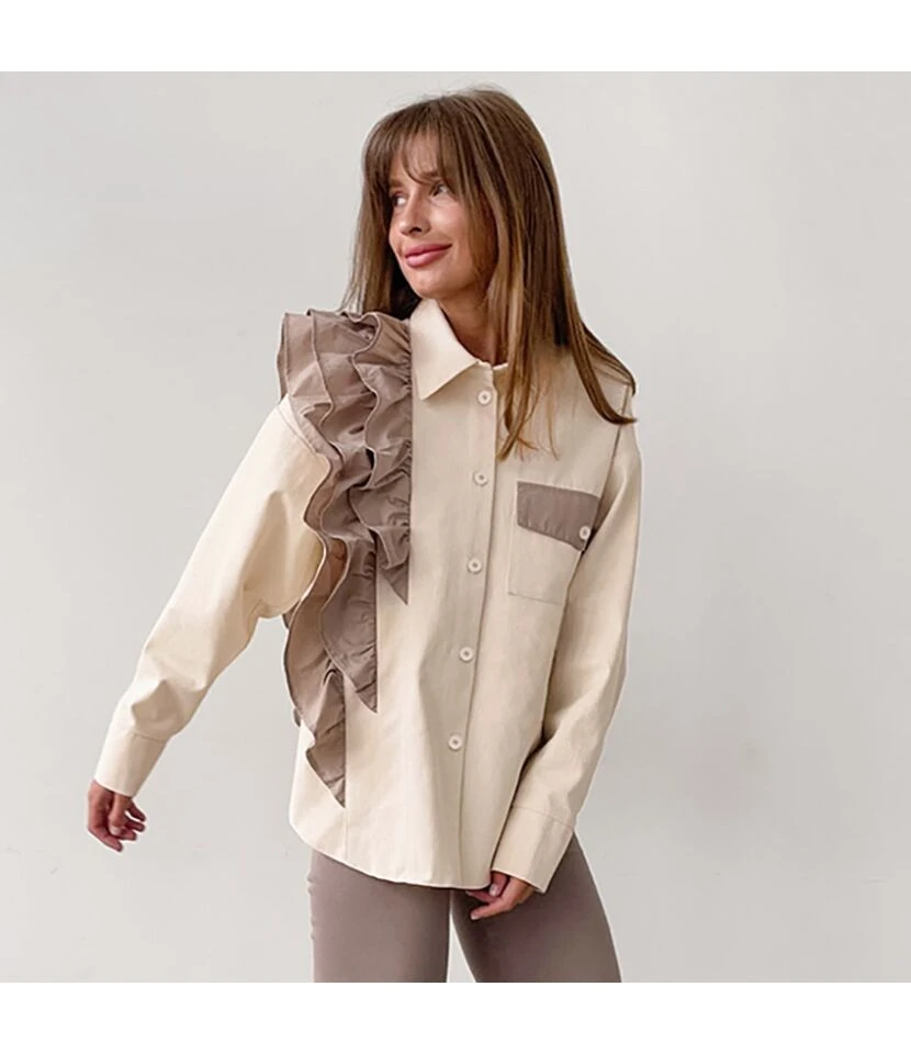 Niche Asymmetrical Loose Contrast Color Casual Shirt Wholesale Women'S Tops N466323032800165 3 Niche Asymmetrical Loose Contrast Color Casual Shirt Wholesale Women'S Tops N466323032800165 - Image 3