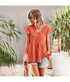 Slim Fit Solid Color Hollow Air Commuter V-Neck Top Wholesale Women'S Tops N4623041200015 -Women Clothing Sales Store O1CN01urllO81ND4lNZroIH 2425141535 0 cib 4