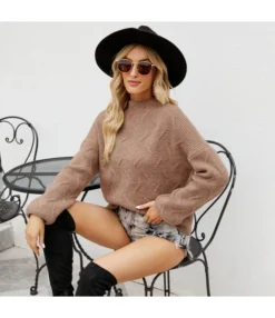 Fashion Solid Color Button Cord Knit Pullover Turtleneck Sweater Wholesale Womens Tops V5923053100015 -Women Clothing Sales Store O1CN01vUiAmd29NF60bt69c 4040548055 0 cib