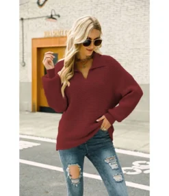 Fashion Long Sleeve Solid Color Pullover Lapel Knit Sweater Wholesale Womens Tops V5923053100014 -Women Clothing Sales Store O1CN01vZeYg929NF4felMPP 4040548055 0 cib 4