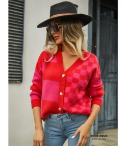 Casual Checkerboard Patchwork Knit Cardigan Jacket Wholesale Womens Clothing N5923070300145 -Women Clothing Sales Store O1CN01wGuePZ1trRPyjc1Se 2747575955 0 cib 4
