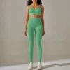 Seamless Solid Color Crop Tops High Waist Leggings Sports Suit Wholesale Womens Clothing N4623070500055