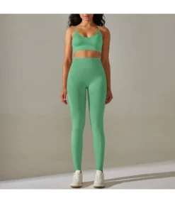 Seamless Solid Color Crop Tops High Waist Leggings Sports Suit Wholesale Womens Clothing N4623070500055