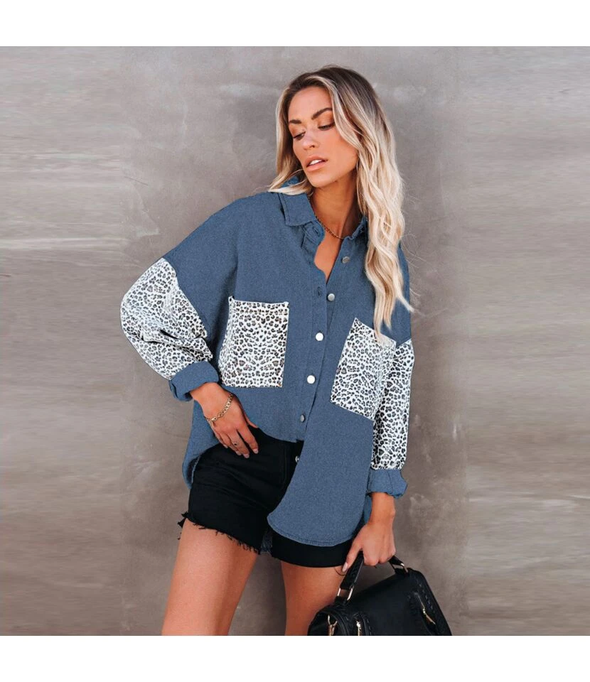 Shirt Jacket Pocket Decorative Lapel Cardigan Wholesale Womens Tops ST202674 6 Shirt Jacket Pocket Decorative Lapel Cardigan Wholesale Womens Tops ST202674 - Image 6